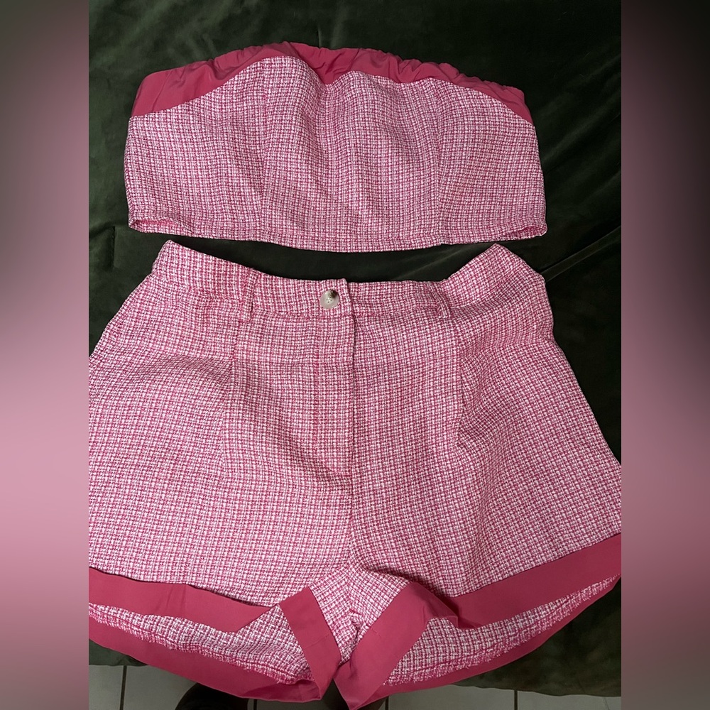 SHEIN Pink High Waist Checkered Shorts